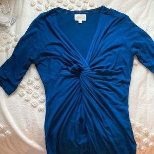 Anthropologie rayon blouse top in a rich indigo